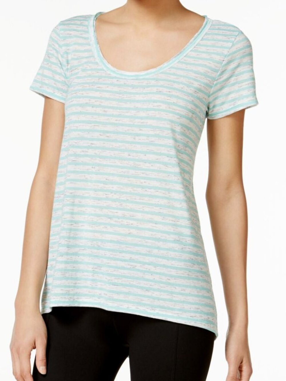 Calvin Klein Womens Melrose Striped Cutout Back Top